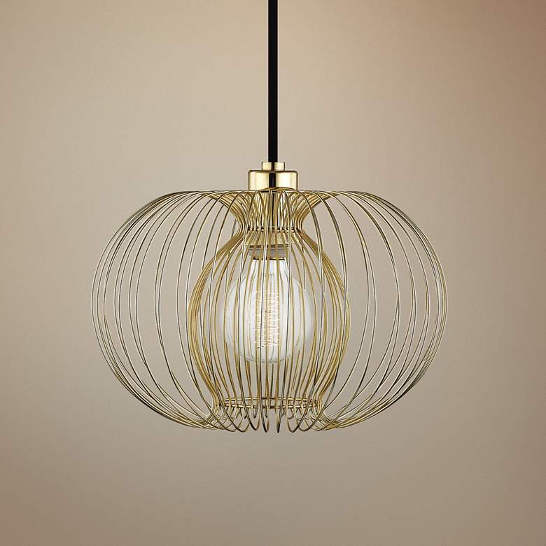 Image 1 Mitzi Jasmine 12" Wide Polished Brass Mini Pendant