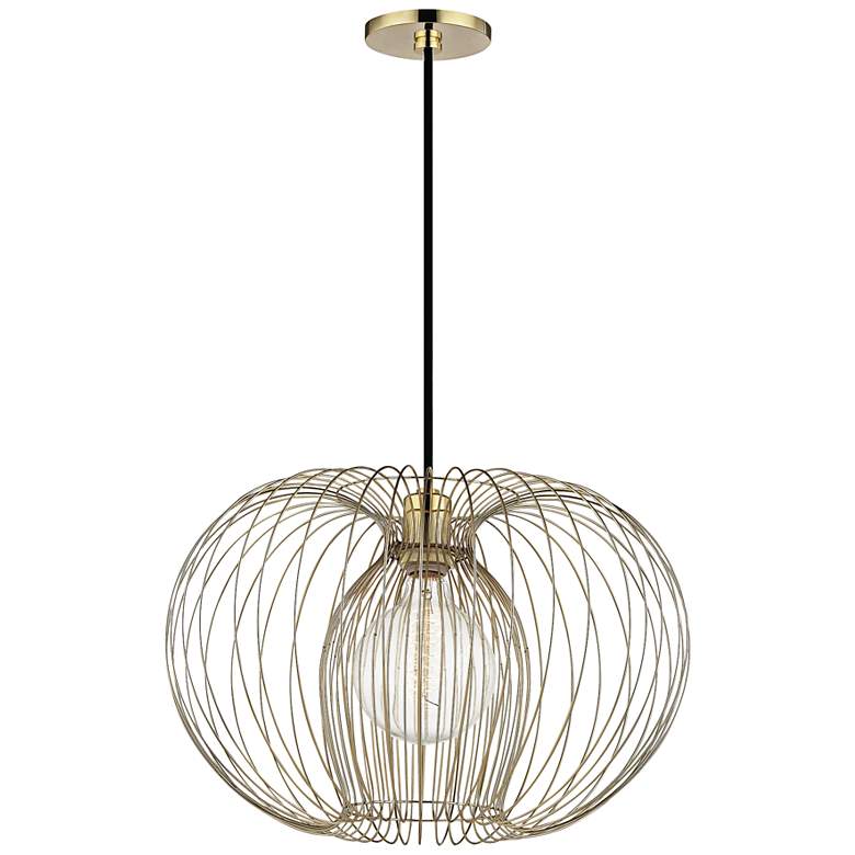 Image 2 Mitzi Jasmine 17 inch Wide Polished Brass Pendant Light