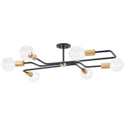 Mitzi Jena 40"W Black and Aged Brass 6-Light Ceiling Light