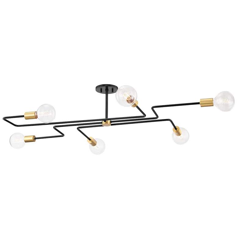 Image 1 Mitzi Jena 67 3/4" Wide Texture Black 6-Light Ceiling Light