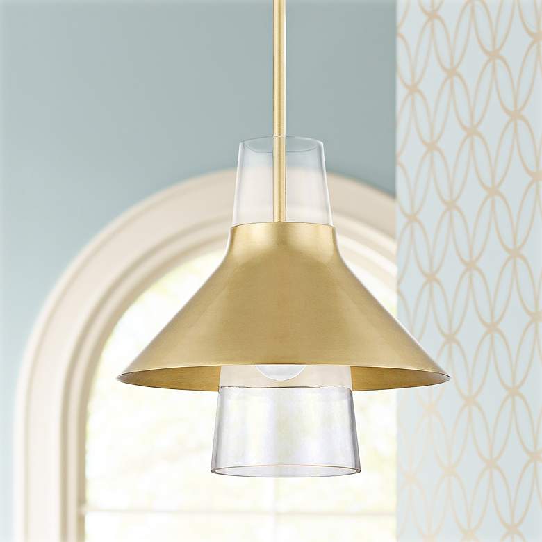 Image 1 Mitzi Jessy 12 inch Wide Aged Brass Mini Pendant Light