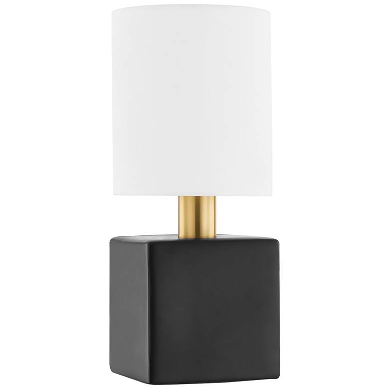 Image 1 Mitzi Joey 1 Light Wall Sconce in Aged Brass W/ Ceramic Satin Black