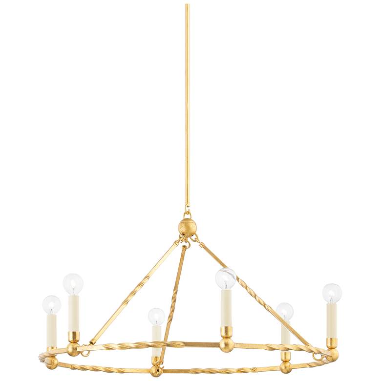 Image 1 Mitzi Josephine 31" wide Vintage Gold Leaf 6 Light Chandelier