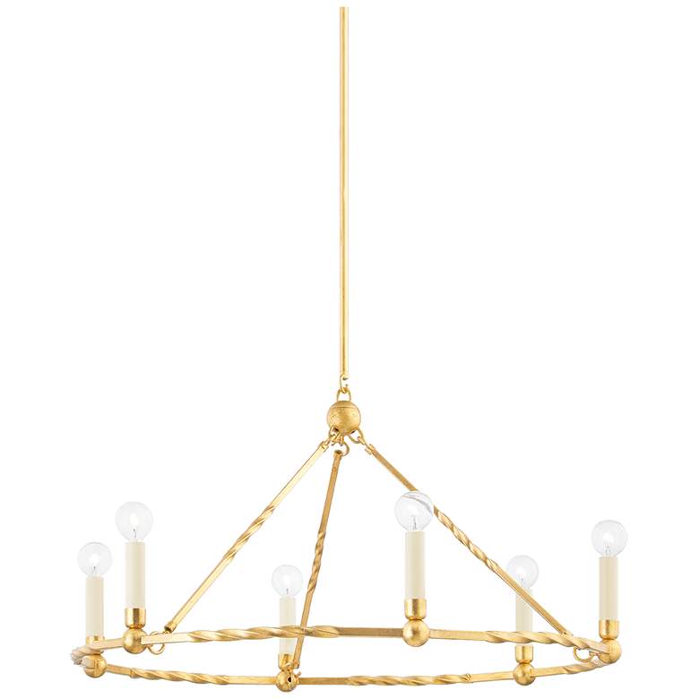 Image 1 Mitzi Josephine 31 inch wide Vintage Gold Leaf 6 Light Chandelier