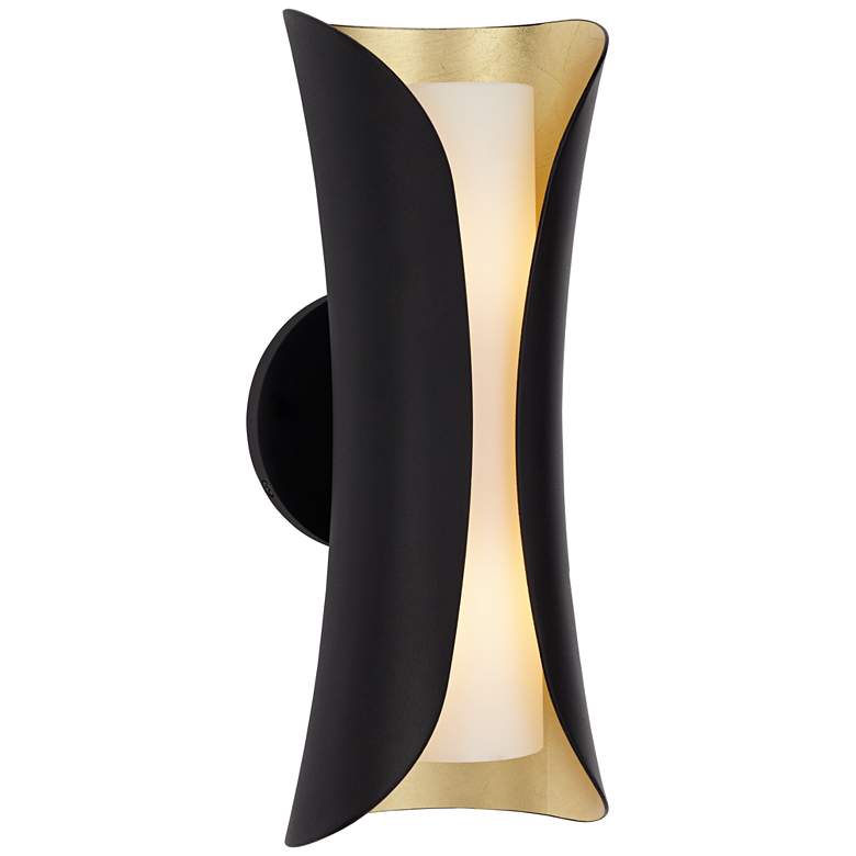 Image 2 Mitzi Josie 13 1/2 inch High Gold Leaf and Black Modern Wall Sconce