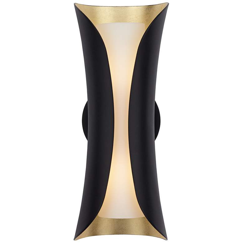 Image 5 Mitzi Josie 13 1/2" High Gold Leaf and Black Modern Wall Sconce more views