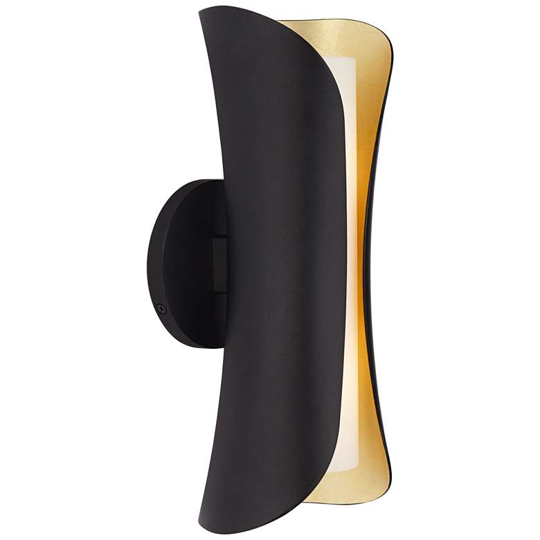 Image 6 Mitzi Josie 13 1/2" High Gold Leaf and Black Modern Wall Sconce more views