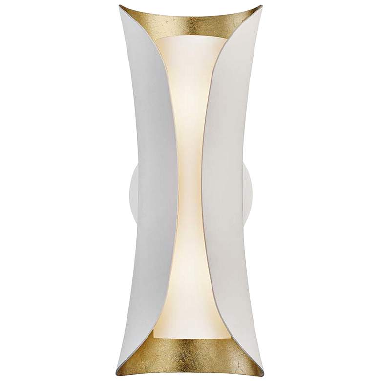 Image 1 Mitzi Josie 13 1/2 inch High Gold Leaf and White Wall Sconce