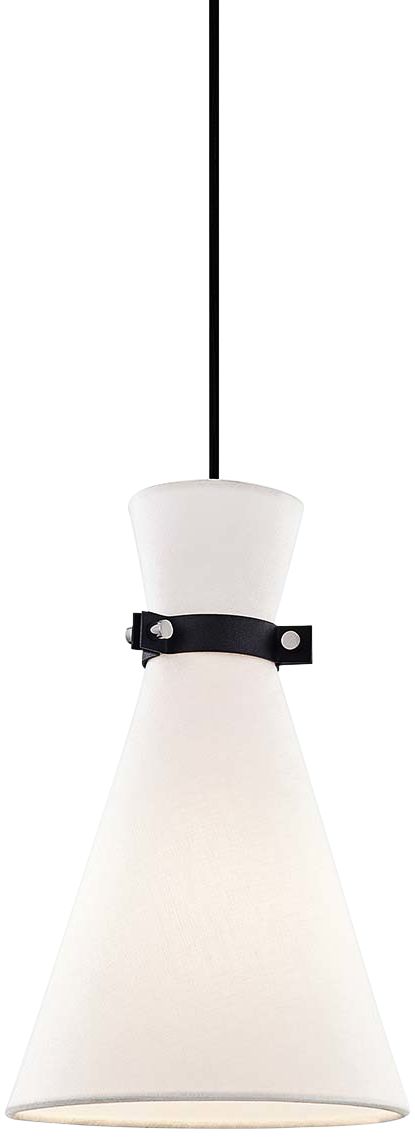Mitzi Julia 8 1/4"W Black w/ White Linen Shade Mini Pendant