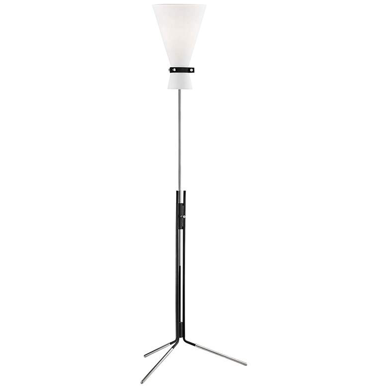 Image 1 Mitzi Julia Polished Nickel and Black Torchiere Floor Lamp