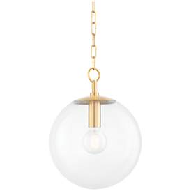 Image1 of Mitzi Juliana 11 1/2" Wide Brass and Clear Glass Globe Pendant
