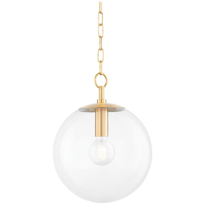 Image 1 Mitzi Juliana 11 1/2" Wide Brass and Clear Glass Globe Pendant