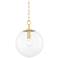 Mitzi Juliana 11 1/2" Wide Brass and Clear Glass Globe Pendant
