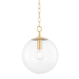 Image2 of Mitzi Juliana 11 1/2" Wide Brass and Clear Glass Globe Pendant more views