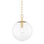 Thumbnail2 of Mitzi Juliana 11 1/2" Wide Brass and Clear Glass Globe Pendant more views