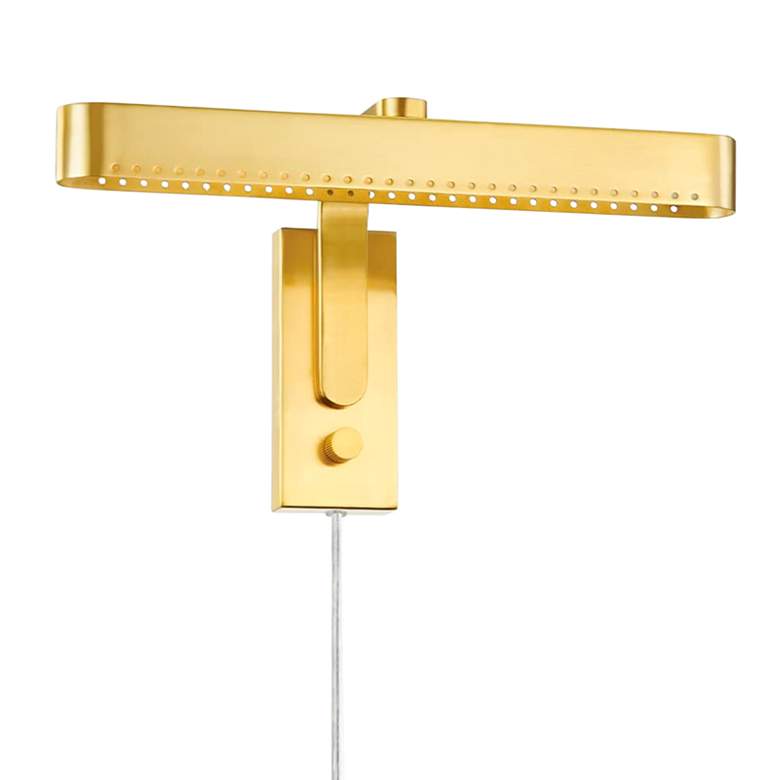 Image 1 Mitzi Julissa 13 inch Wide Aged Brass Plug-In LED Picture Light