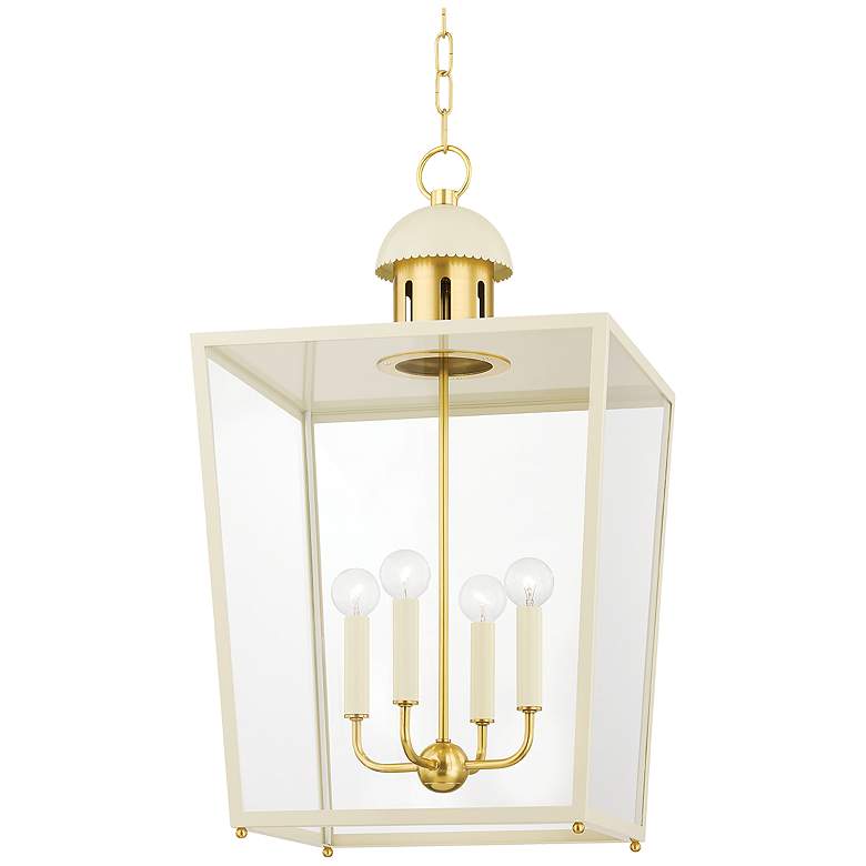 Image 1 Mitzi June 32 inch Aged Brass 4 Light Lantern