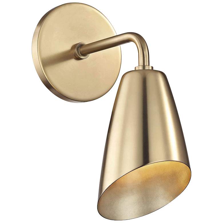 Image 1 Mitzi Kai 10 1/4 inch High Aged Brass LED Wall Sconce