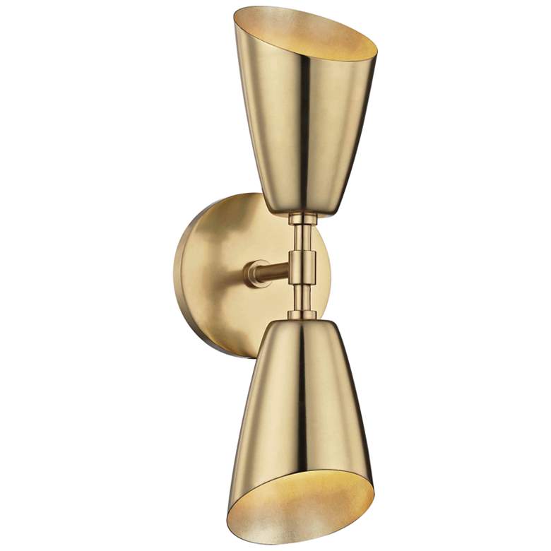 Image 1 Mitzi Kai 15" High Aged Brass 2-Light LED Wall Sconce