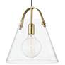 Mitzi Karin 12 3/4" Wide Aged Brass and Clear Glass Cone Pendant Light