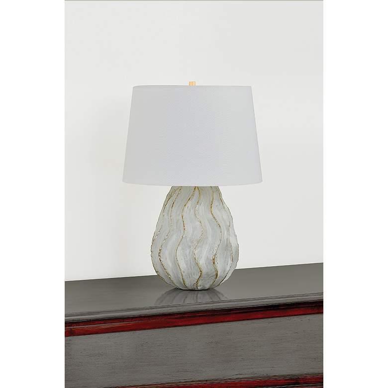 Image 3 Mitzi Karla Table Lamp 14.25" in Aged Brass and Ceramic Sea Salt more views