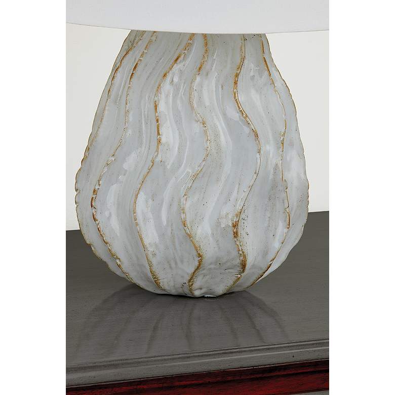 Image 4 Mitzi Karla Table Lamp 14.25" in Aged Brass and Ceramic Sea Salt more views