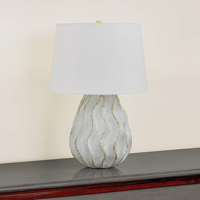 Image 7 Mitzi Karla Table Lamp 14.25" in Aged Brass and Ceramic Sea Salt more views