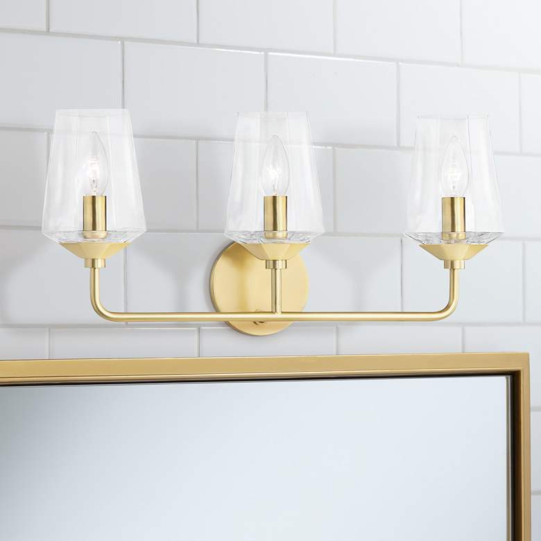 Image 1 Mitzi Kayla 21 3/4 inch Wide 3-Light Aged Brass Bath Light