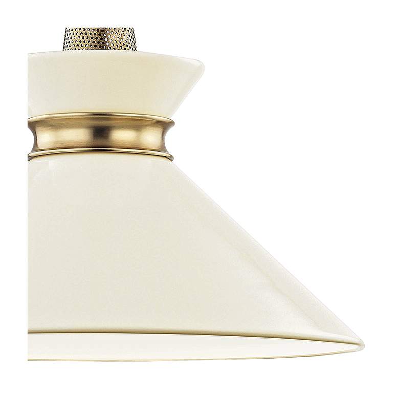 Image 3 Mitzi Kiki 14 inch Wide Aged Brass and Cream Shade Modern Pendant Light more views