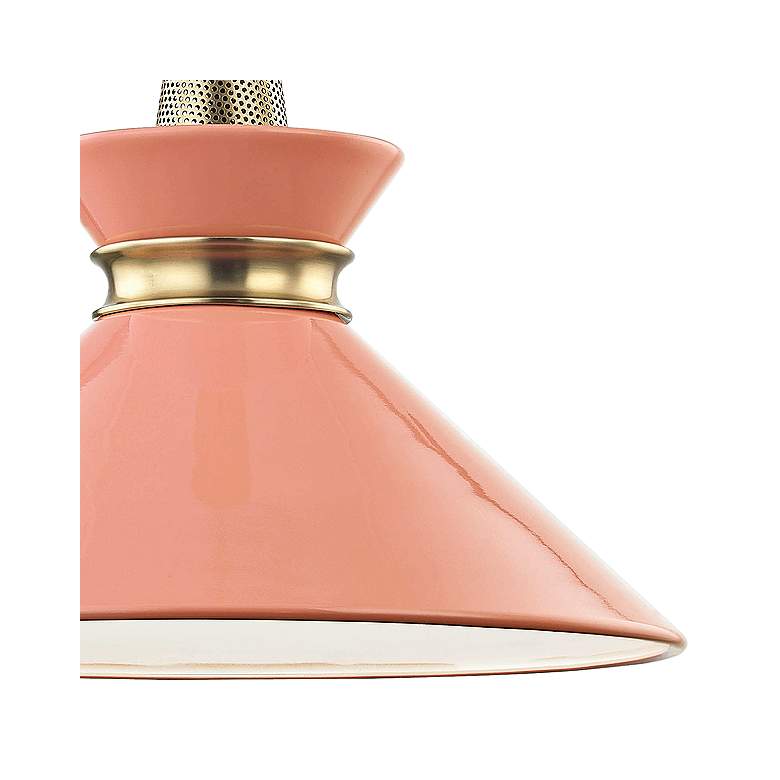Image 3 Mitzi Kiki 14" Wide Aged Brass Pendant Light w/ Pink Shade more views