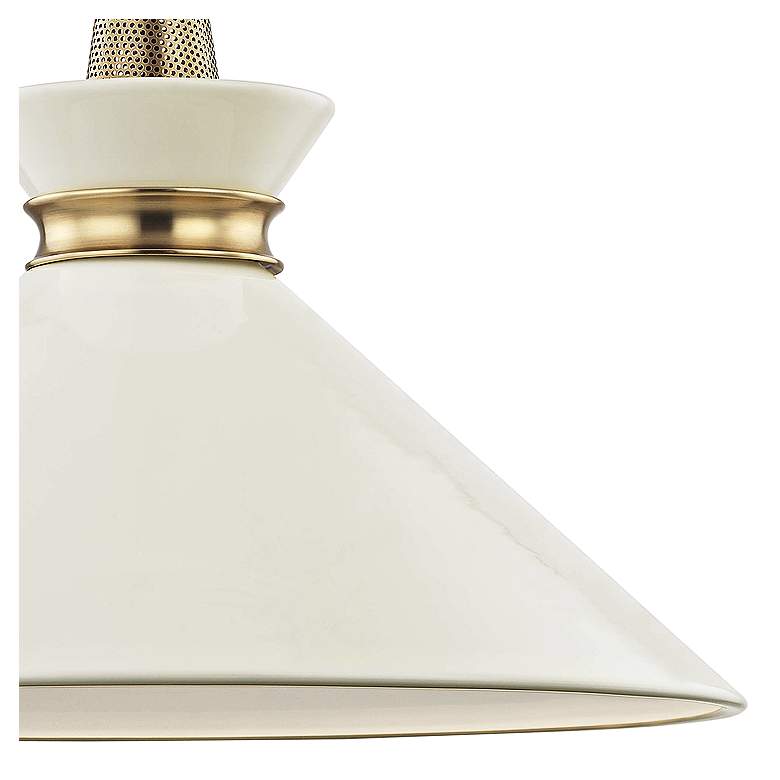 Image 3 Mitzi Kiki 18 inch Wide Aged Brass Pendant Light w/ Cream Shade more views
