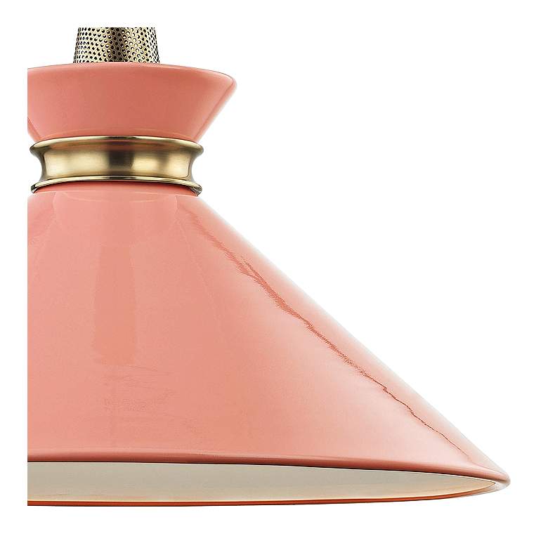 Image 3 Mitzi Kiki 18" Wide Aged Brass Pink Shade Pendant Light more views