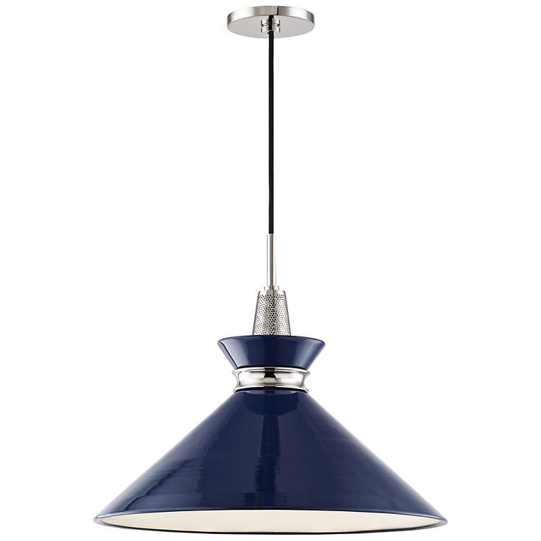 Image 2 Mitzi Kiki 18" Wide Polished Nickel Navy Blue Shade Pendant Light