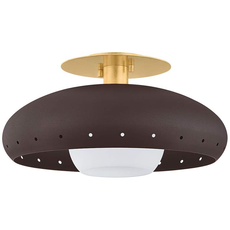Image 2 Mitzi Kimber Flush Mount 15.75" in Aged Brass and Textured Bronze