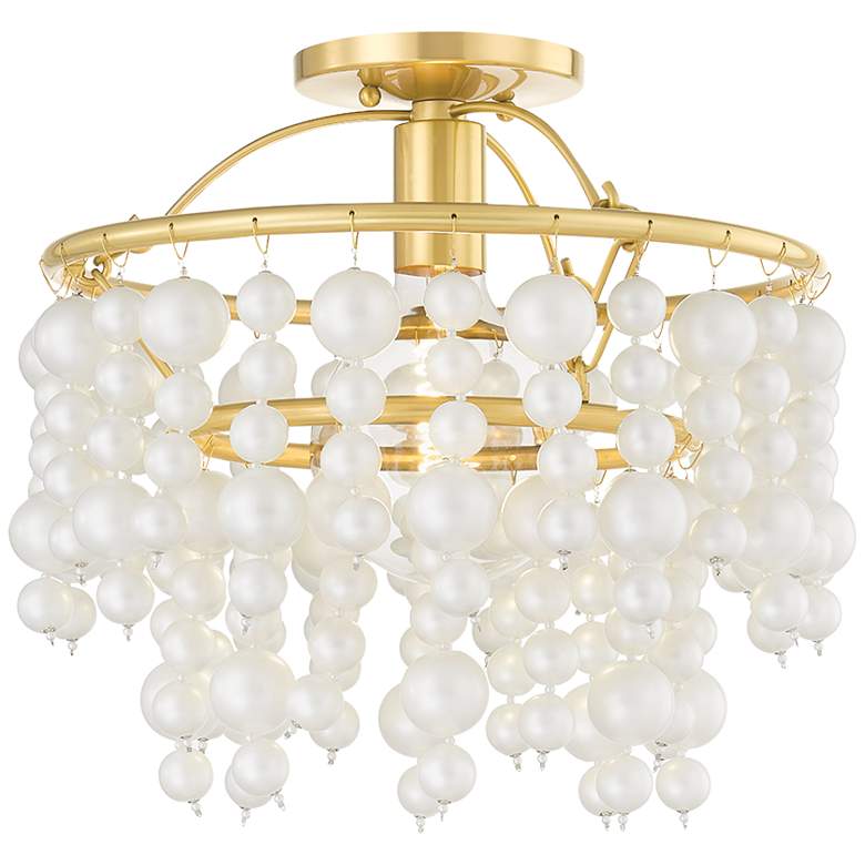 Image 1 Mitzi Kinsley 30" Aged Brass 1 Light Semi Flush Mount