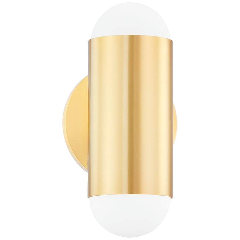 Image 1 Mitzi Kira 9 1/2 inch High Aged Brass 2-Light Wall Sconce