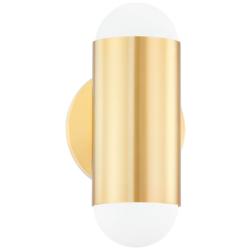 Mitzi Kira 9 1/2" High Aged Brass 2-Light Wall Sconce