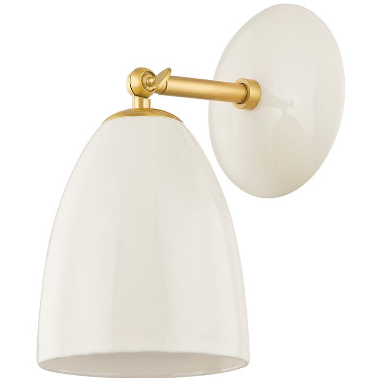 Image 1 Mitzi Kirsten 11 1/2" High Cream and Aged Brass Ceramic Wall Sconce