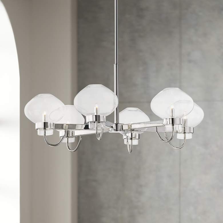 Image 1 Mitzi Korey 34" Wide Polished Nickel 6-Light Chandelier