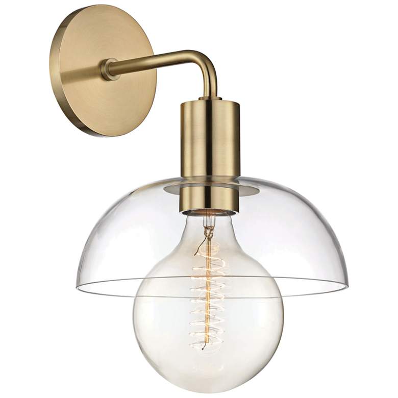 Image 1 Mitzi Kyla 13 1/2 inch High Aged Brass Wall Sconce