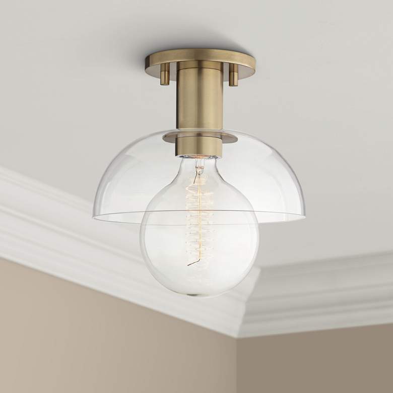 Image 1 Mitzi Kyla 9" Wide Aged Brass Ceiling Light
