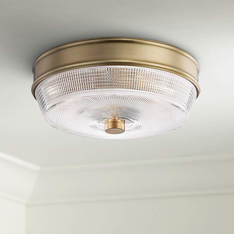 Image 1 Mitzi Lacey 10 1/4" Wide Aged Brass Ceiling Light