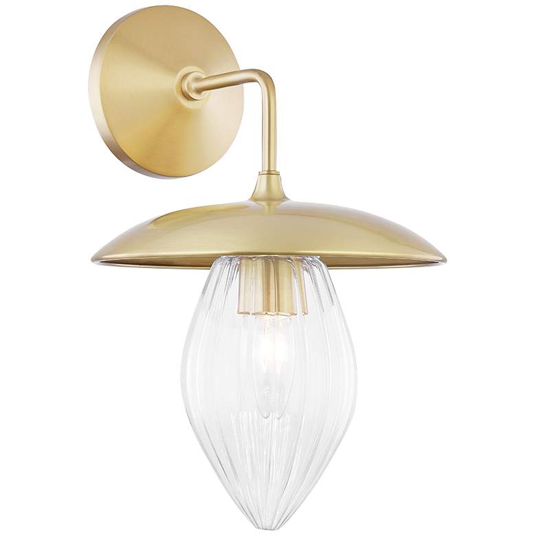 Image 1 Mitzi Lana 13 1/2" High Aged Brass Clear Glass Wall Sconce