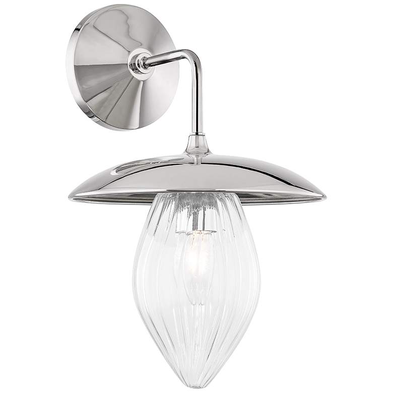 Image 1 Mitzi Lana 13 1/2"H Polished Nickel Clear Glass Wall Sconce