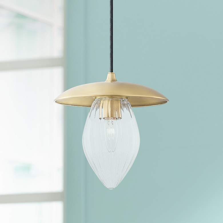 Image 1 Mitzi Lana 9 inch Wide Aged Brass Mini Pendant Light