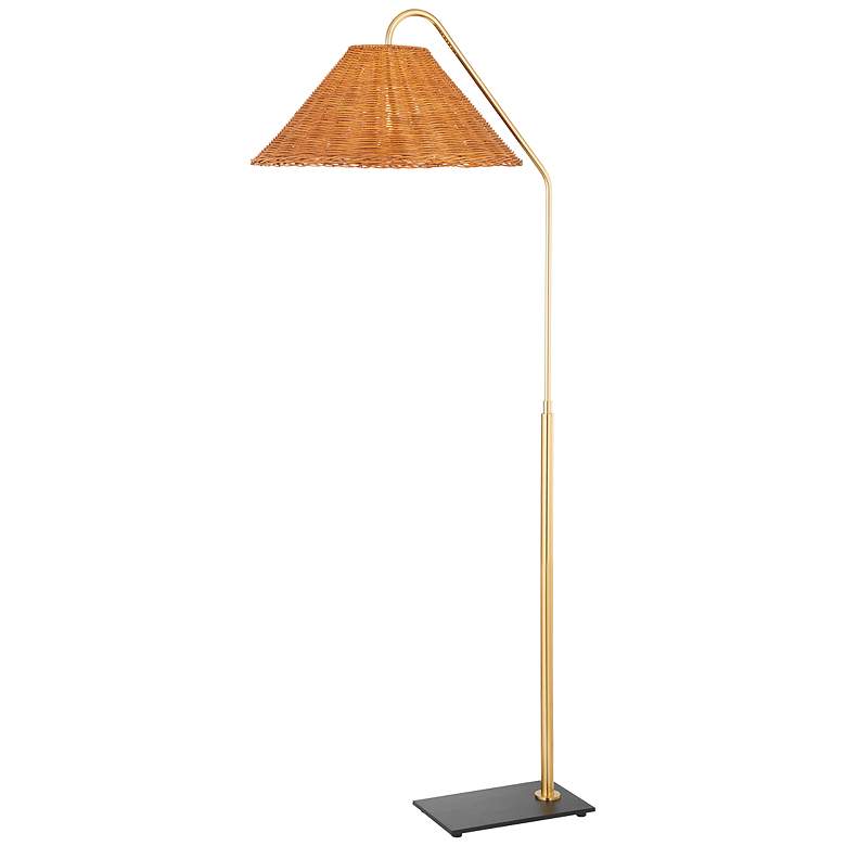 Image 1 Mitzi Lauren 60" Aged Brass Metal Bent Arm Floor Lamp