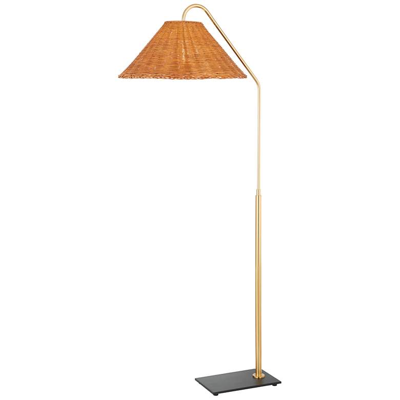 Image 2 Mitzi Lauren 60" Aged Brass Metal Bent Arm Floor Lamp more views