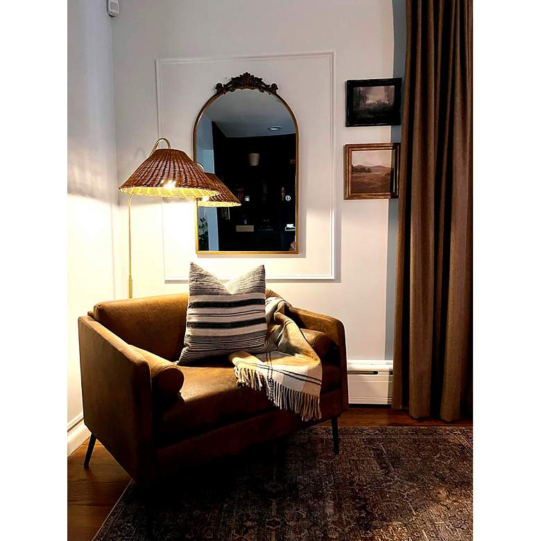 Image 4 Mitzi Lauren 60" Aged Brass Metal Bent Arm Floor Lamp more views