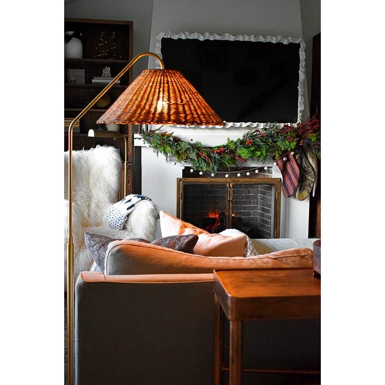 Image 6 Mitzi Lauren 60" Aged Brass Metal Bent Arm Floor Lamp more views