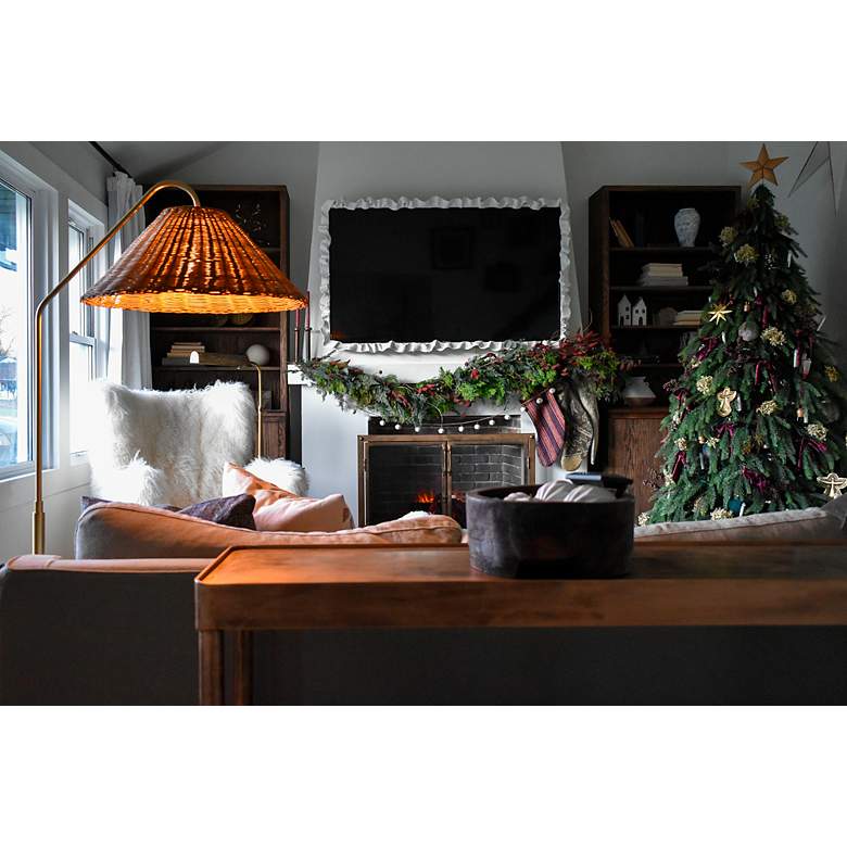 Image 7 Mitzi Lauren 60" Aged Brass Metal Bent Arm Floor Lamp more views